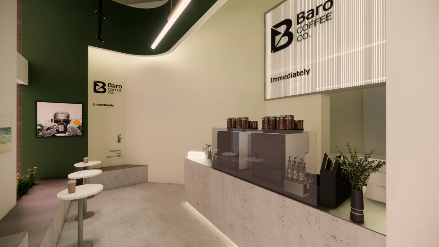BARO counter and signage